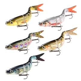 Ryvera Fishing Lures, 5 Pieces Pike Bait Set, Artificial Bait Fishing Wobbler, Pike, Fish Bait for Zander, Perch, Trout, Swimbait, Fishing Accessories, Freshwater, Saltwater Fishing Accessories, Gifts