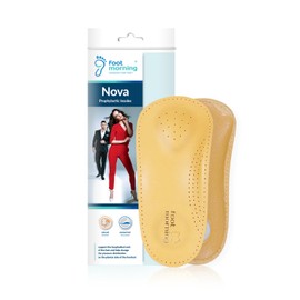 Foot Morning Nova Shoe Arch Support 2/3 Insoles for Men and Women, Natural Ergonomic Metatarsal Insoles for Shoes, Boots or Heels, Natural Leather Padded Soles,