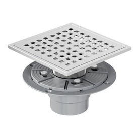 Neodrain Square Shower Drain,6 inch Stainless Steel 304 Grate and PVC Drain Body, Grate with Brushed Nickel Finish, Kit Includes Hair Trap/Strainer,Lifting Hook and PVC Drain Base