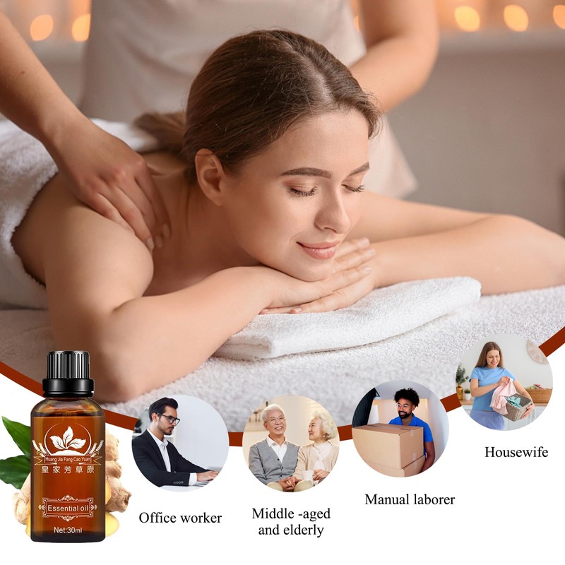 Lymphatic Drainage Ginger Oil, 2 Pack (60ml) Ginger Essential Oil,