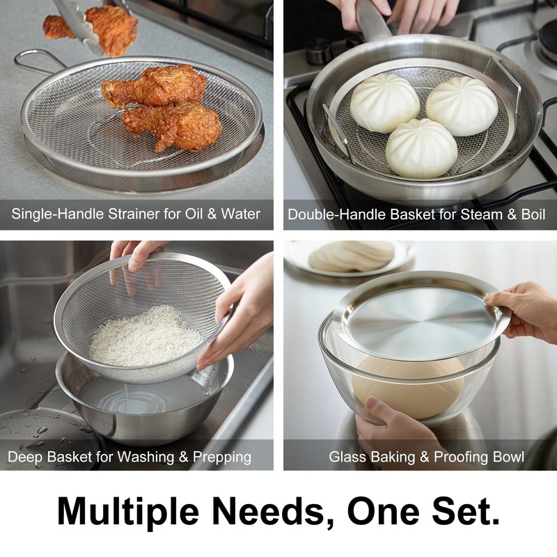 SHIMOYAMA Stainless Steel Bowl & Plate 6-Pcs, Mixing Bowls with