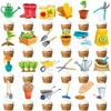 48Pcs Gardening Tool Cupcake Toppers Garden Birthday Party Decorations Garden
