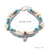 Chaioe Boho Double Beads Anklet Turtle Ankle Bracelets Shell Foot