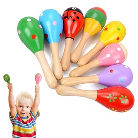 4 Pcs Baby Maracas, Maracas, Maracas Baby, Rattles Sand Hammer Baby Music Rattles Shaker Wooden Rattle Toys Colourful Cute Rattles Shaker Early Education Instrument Toy For Kids (Random Color)