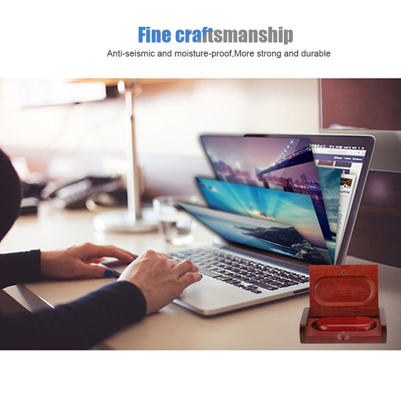 Oval Rosewood Wooden USB 2.0 Flash Memory Drive Storage Stick