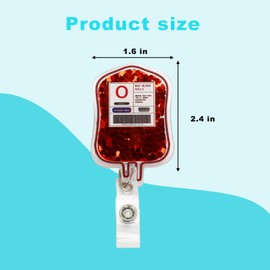 Blood Badge Reel, Funny Blood Type Bag Badge Reels Retractable, Funny Phlebotomist Phlebotomy Tech Name Tag Card Badge Holder Nurses Doctor Office Social Worker Medical Assistant Surgery, Red
