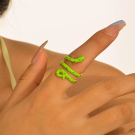 Inateannal Gothic Snake Rings Snake Finger Rings Open Snake Adjustable Rings Vintage Snake Ankle Rings White Snake Wrap Rings Statement Animal Snake Rings, Zinc, No Gemstone