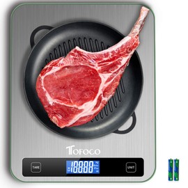 Digitale Küchenwaage Digitalwaage Digital Küchenwaggen 20kg/44lb Elektronische Haushaltswaage mit extra großer Wiegefläche Hochpräzise Lebensmittelwaage LCD Display mit großem Sicherheitsglas und Tara