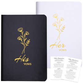 XKDOUS 2 Pcs Wedding Vow Books for Her & Him Vows Book with Gold Foil Lettering, Lined Pages, Vow Starter Cards, His & Hers Writing Notebook for Wedding Day Ceremony Vows