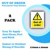 2-Pack Out of Order Vinyl Sticker Sign Labels -Waterproof sticker