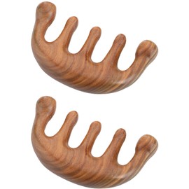 Massage Comb, Sandwood Comb, Half Moon Comb, 2 Pieces, Scalp Massage, Relax, Press Point Meridian Massage, Hair Care, Popular, High Quality, Natural Wood, For Scalp, Face, Neck, Decollete,