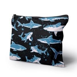 Cafl Underwater World Shark Makeup Bag Shark Toiletry Bag Cosmetic Bag for Women Large Capacity Makeup Bags Travel Toiletry Bag Accessories Organizer 10 * 8in
