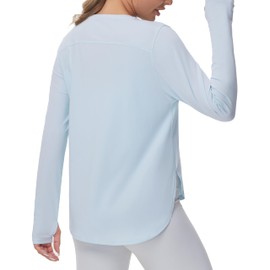 THE GYM PEOPLE Women's Long Sleeve Workout Shirts Lightweight Cotton Running Yoga Tops with Thumb Hole