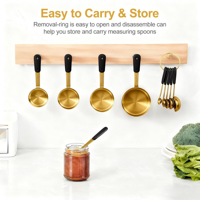 10-Pcs Stainless Steel Measuring Cups & Spoons Set, Gold