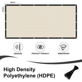 LOVE STORY 4'x142' Fence Privacy Screen Outdoor Mesh Fencing Covers Screen Fence Wind Block with Grommets for Patio Garden Wall Backyard, Butter Cream (We Make Custom Size)