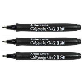 artline Supreme Calligraphy Pen Marker 2mm Tip - Black (Pack of 3)