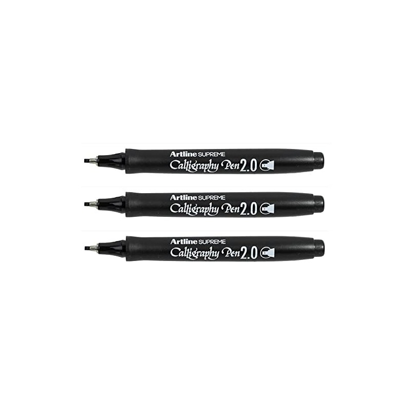 artline Supreme Calligraphy Pen Marker 2mm Tip - Black (Pack