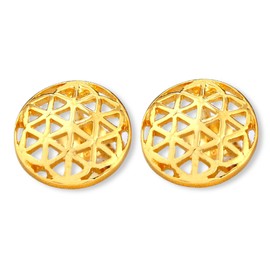 MadamLili - Ohrstecker Blume des Lebens - 925 Sterling Gold Vergoldet - Flache Ohrringe Stecker - Exklusive Schmuckbox