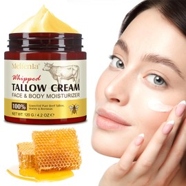 Whipped Beef Tallow Skin Care - Tallow Face Cream - Beef Tallow Moisturiser,Tallow and Honey Balm,Deeply Nourishing for Face & Body 120g