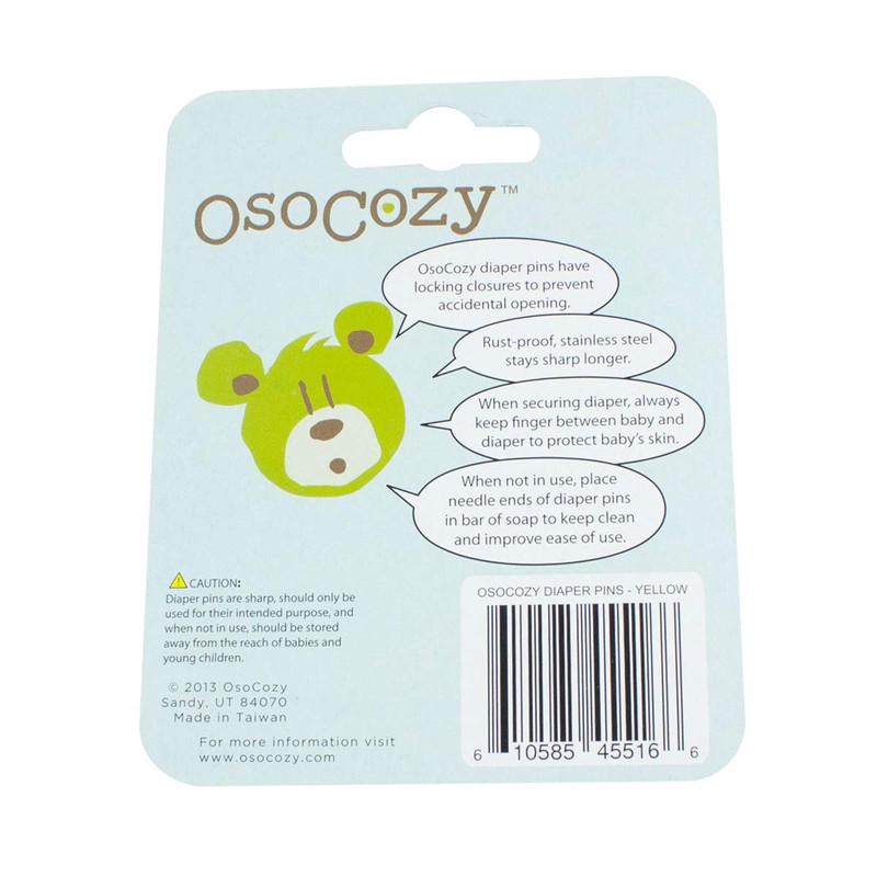 OsoCozy Diaper Pins - {Yellow} - Sturdy, Stainless Steel Diaper