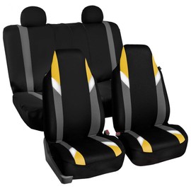 FH Group Automotive Rear Seat Covers Split Bench Seat Cover for SUV, Sedan Full Airbag Compatible Set Yellow Seat Cover Universal Supreme Modernistic Fit, 1-Piece Front Car Seat Protector Covers