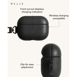 Mujjo Echelon Leather Case for AirPods Pro (3rd Gen) - Wireless Charging Compatible - Durable & Luxurious Design - Secure Fit - Premium Leather - Black