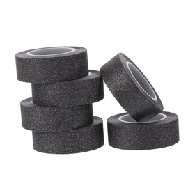 DOITOOL 6 Rolls Black Glitter Paper Tape for DIY Crafts Scrapbooking and Present Wrapping Decorative Craft Tape for Invitations and Home Decor