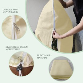 DewGami Thickened Winter Plant Covers Freeze Protection,79''×98.5''Large Anti-Freezing Blankets for Outdoor Plants,Reusable Tree Shrub Bush Covers Bags with Zipper Drawstring for Winter(1 Pack Beige)