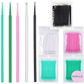 500 PCS Cepillo para Pestañas,Cepillos Desechables para Cepillos de Microaplicador,Pinceles Aplicadores Micro Desechables,Pincel de Limpieza de Pegamento de Pestañas,Bastoncillos de Algodón Duradero