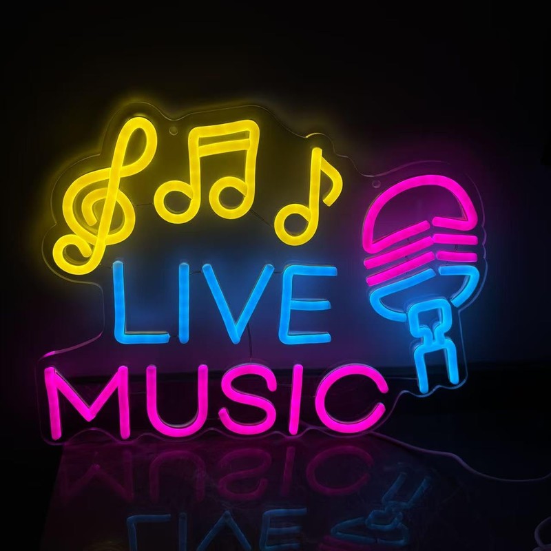 Live Music Neon Sign, Studio Lights, DJ Sign, LED Fall