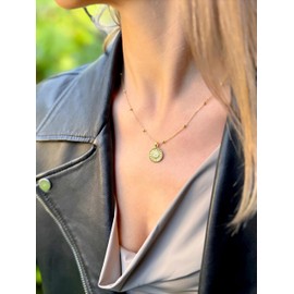 Tela Jewelry - Evil Eye Necklace on Cable Chain, 1.5 cm Third Eye Pendant, Genuine 925 Sterling Silver Gold-Plated Necklace, Hypoallergenic Protection Jewelry for Women