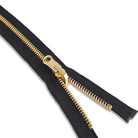22" Brass Reversible Jacket Zipper 22 inch Black Zip for Sewing Craft
