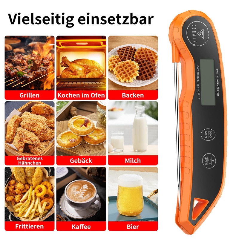 DOQAUS Meat Thermometer Accuracy ±0.5°C, 3s Reading, Roasting Thermometer, Grill