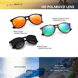 CHBP Sunglasses Womens Men Polarized UV Protection Trendy Vintage Retro Round Mirrored Lens Sunglasses For Women