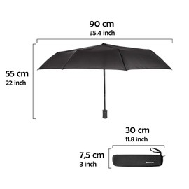 SWISSONA 1x Regenschirm in schwarz, Winddicht, leicht & kompakt, Auf-Zu-Automatik inkl. Schirm Tasche | Taschenschirm, Reise-Regenschirm, Outdoor-Regenschirm, Automatik-Regenschirm