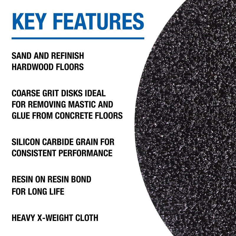 Mercer Industries 426036 Silicon Carbide Floor Sanding Disc, Cloth Back,