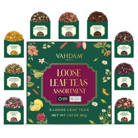 VAHDAM Top 9 Exotic Loose Leaf Herbal Tea Sampler (18+ cups) | Floral & Fruity Blends with Delicious Taste | Hot & Iced | Perfect for Gifting & Regular Consumption