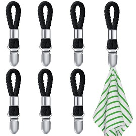 Innovess 6 Pcs Black Towel Clips, Metal Tea Towel Hooks, Towel Clips for Hanging, Black Tea Towels for Kitchen Bathroom Beach and Laundry, Tea Towel Clips, Hanging Clips, Space Saving Towel Holders