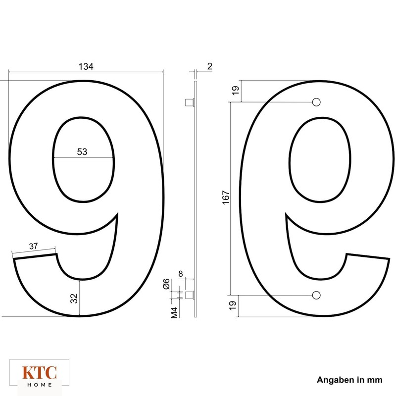 KTC-HOME - Premium House Number White Including Mounting Material -