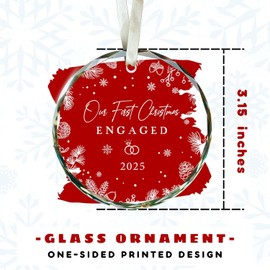 Engagement Gifts for Couples - Gifts for Newly Engaged Couples - Engagement Christmas Ornament 2025 - Glass Ornament