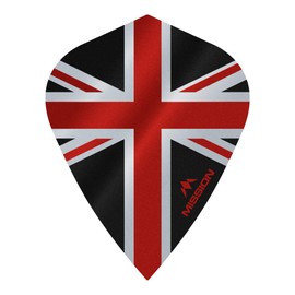 Mission Darts Alliance Flights | Extra Strong Premium UV Flights | Union Jack Kite Shape 100 Micron, Red, 3 Sets of 3 Flights (3xF3090)