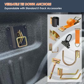 4 Pack Truck Bed Tie Down Anchor Boxlink E Port Bracket Plates & E-Track D Rings Compatible with Ford Raptor 2015-2025 F150 / F250 / F350 Super Duty, Fit for Other E Track Accessories