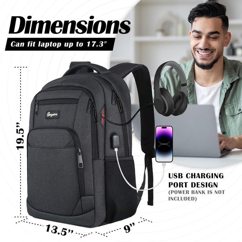 BAGEIRA 17.3 Inch Laptop Backpack, School Backpacks for teen boys,