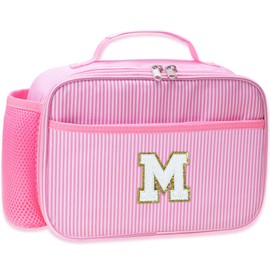 RHCPFOVR Kids Initial Lunch Bag - Insulated Lunch Box for Girls,Washable Lunch Bag and Reusable Toddler Leakproof Lunchbox for School and Daycare M