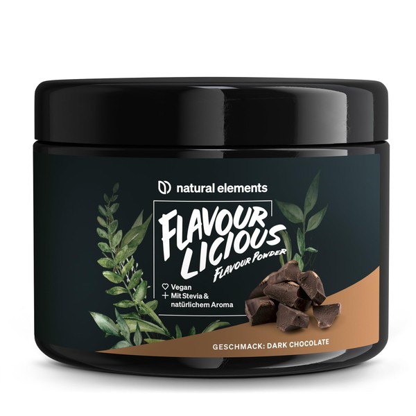 Flavourlicious Dark Chocolate - 200 g Flavour Powder - 7 kcal per serving (3 g) - Versatile Flavour Powder - Vegan, Produced in Germany & Laboratory Tested