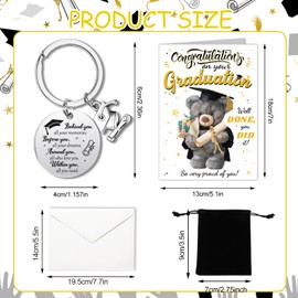 HOWAF Congratulations On Your Graduation Card, Bear Congratulations Card with Keyring, Graduation Gifts for Her, Him, Daughter, Son, Granddaughter, Grandson, Niece, Nephew