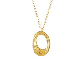 Eseres Gold Plated Circle Chain for Women Irregular Circle Necklace Dainty O-shaped Pendant for Wife Mother Simple Style Jewelry