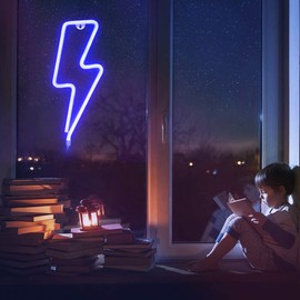 JIURUIFFC Lightning Neon Sign - Battery/USB Plug LED Light for Home Decor & Events Lightning Light Neon Signs for Bedroom, Kids Room, Living Room, Bar, Party, Christmas,