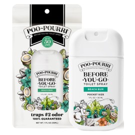 Poo-Pourri Before-You-Go Pocket Toilet Spray, Travel Essentials, Beach Bum, 1 Fl Oz, Up to 50 Uses, On-The-Go Bathroom Odor Deodorizer with Essential Oils, TSA Approved Size, Coconut Orchid Scent