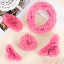 Large Cute Trendy Curly Fuzzy Girls Hair Clips, Fun Flat Claw Clips for Women Thick Thin Hair for Fine Long Hair (Pink)(Pink, Regular Size)